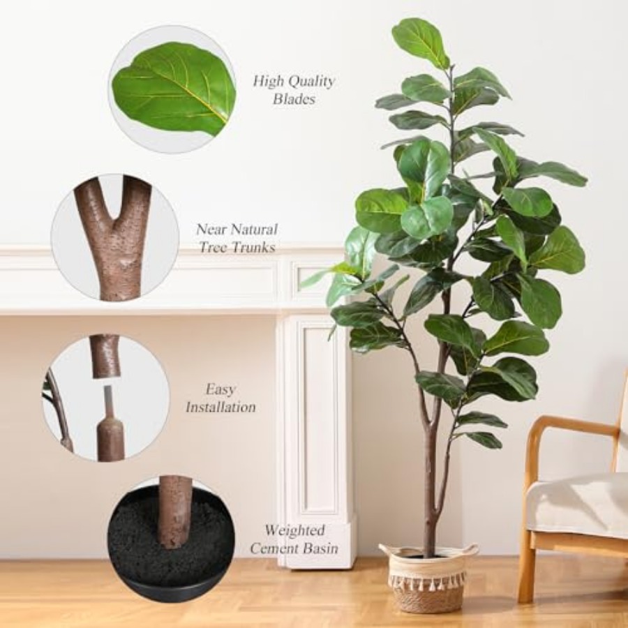 Artificial Fiddle Leaf Fig Tre - Ficus Lyrata Tree avis et prix
