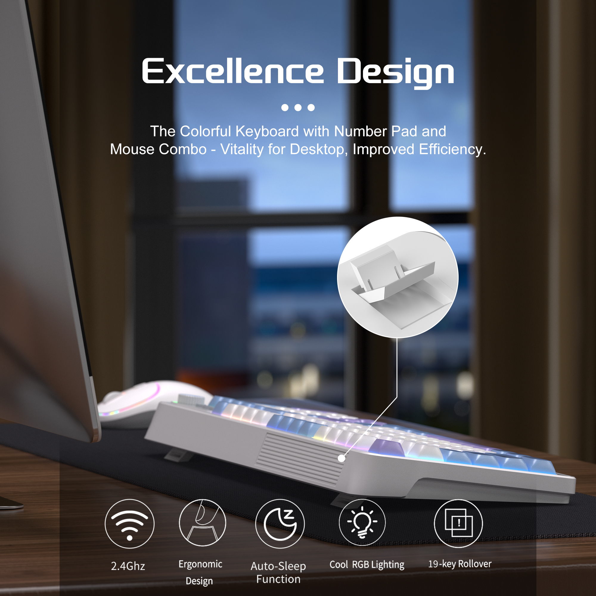 MageGee Wireless Gaming Keyboa - Tradescantia Purple avis et prix