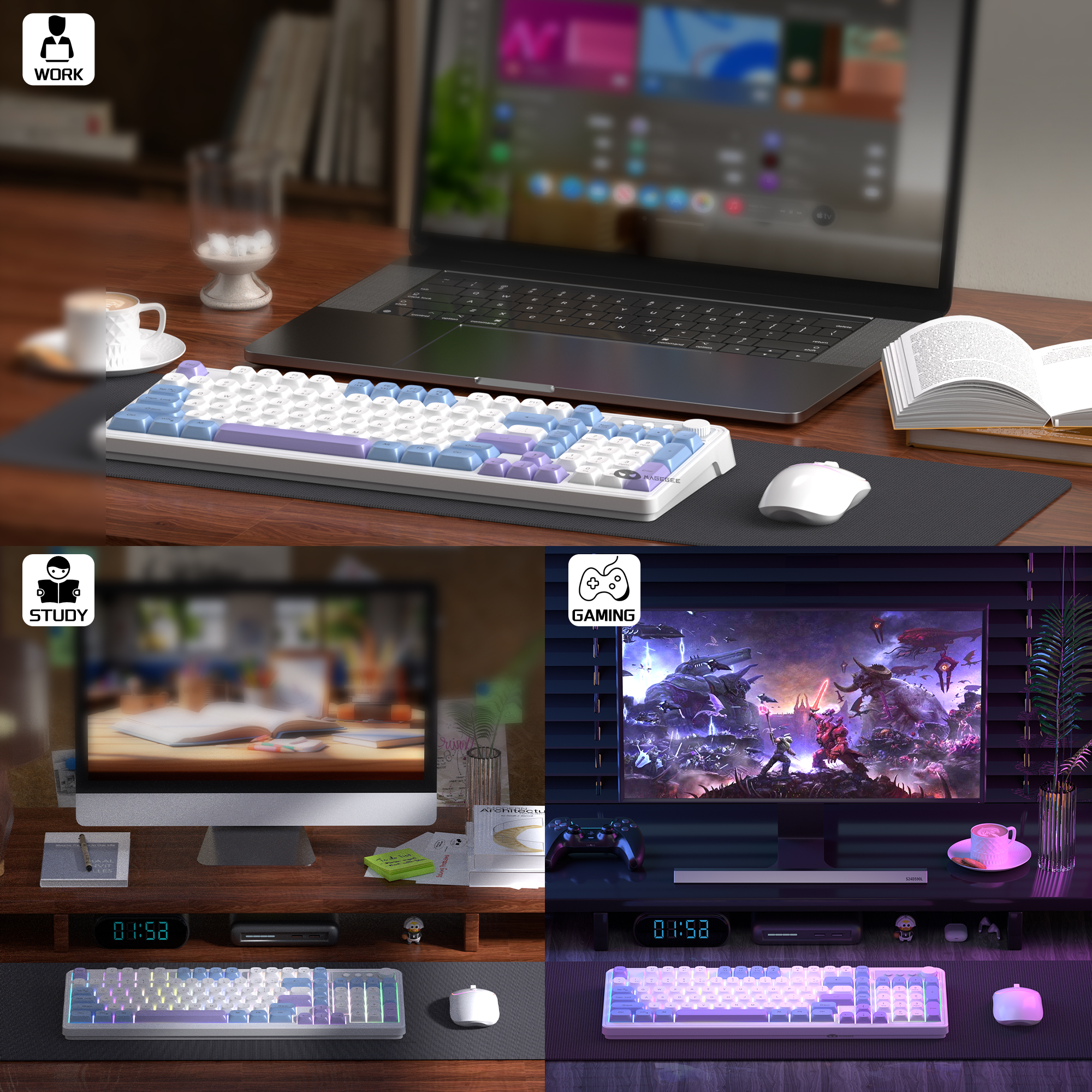 MageGee Wireless Gaming Keyboa - Tradescantia Purple avis et prix