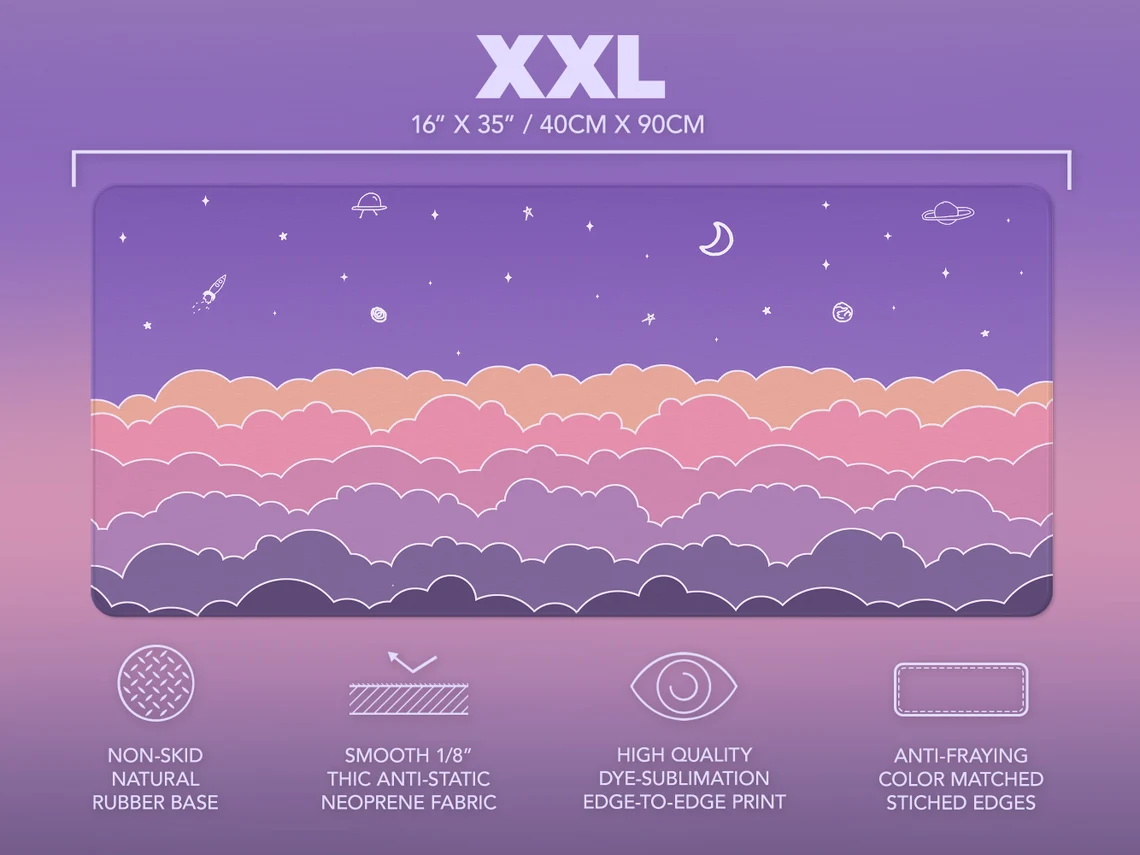 Kawaii Deskmat purple Cute Mou - Tradescantia Purple avis et prix