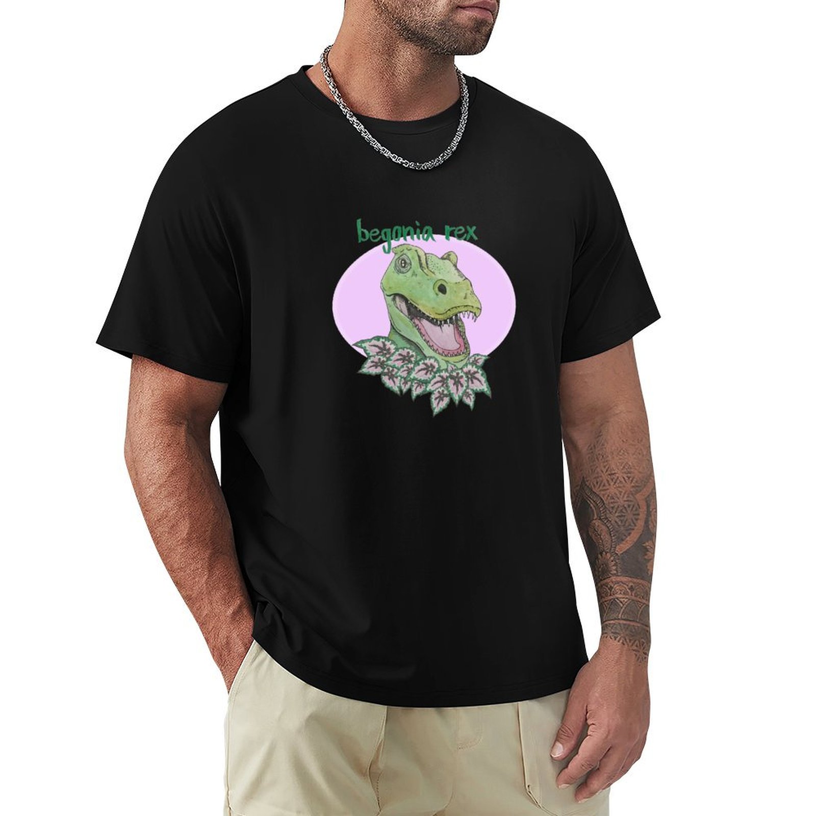 T rex begonia (pink) T-Shirt S - Begonia Rex avis et prix
