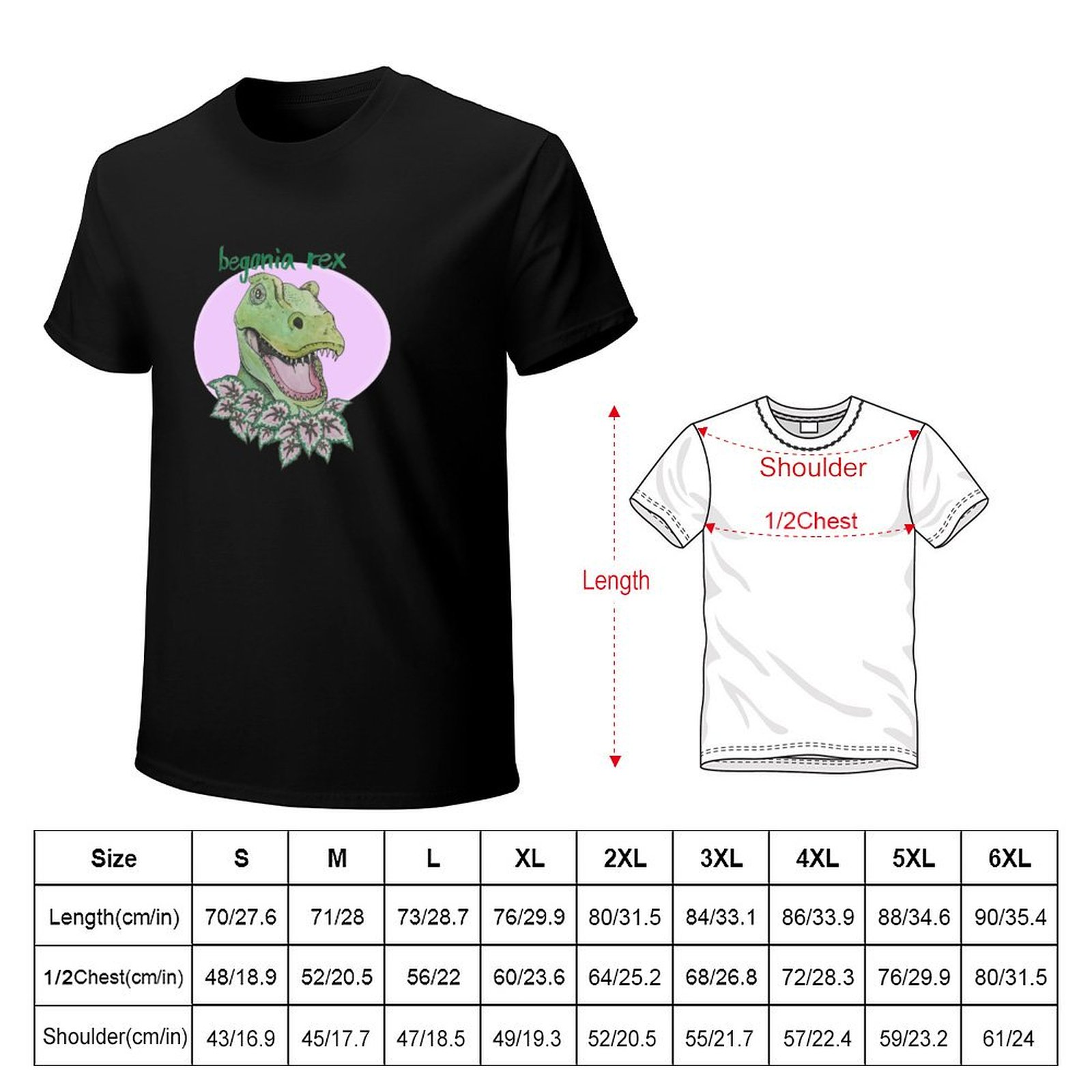T rex begonia (pink) T-Shirt S - Begonia Rex avis et prix